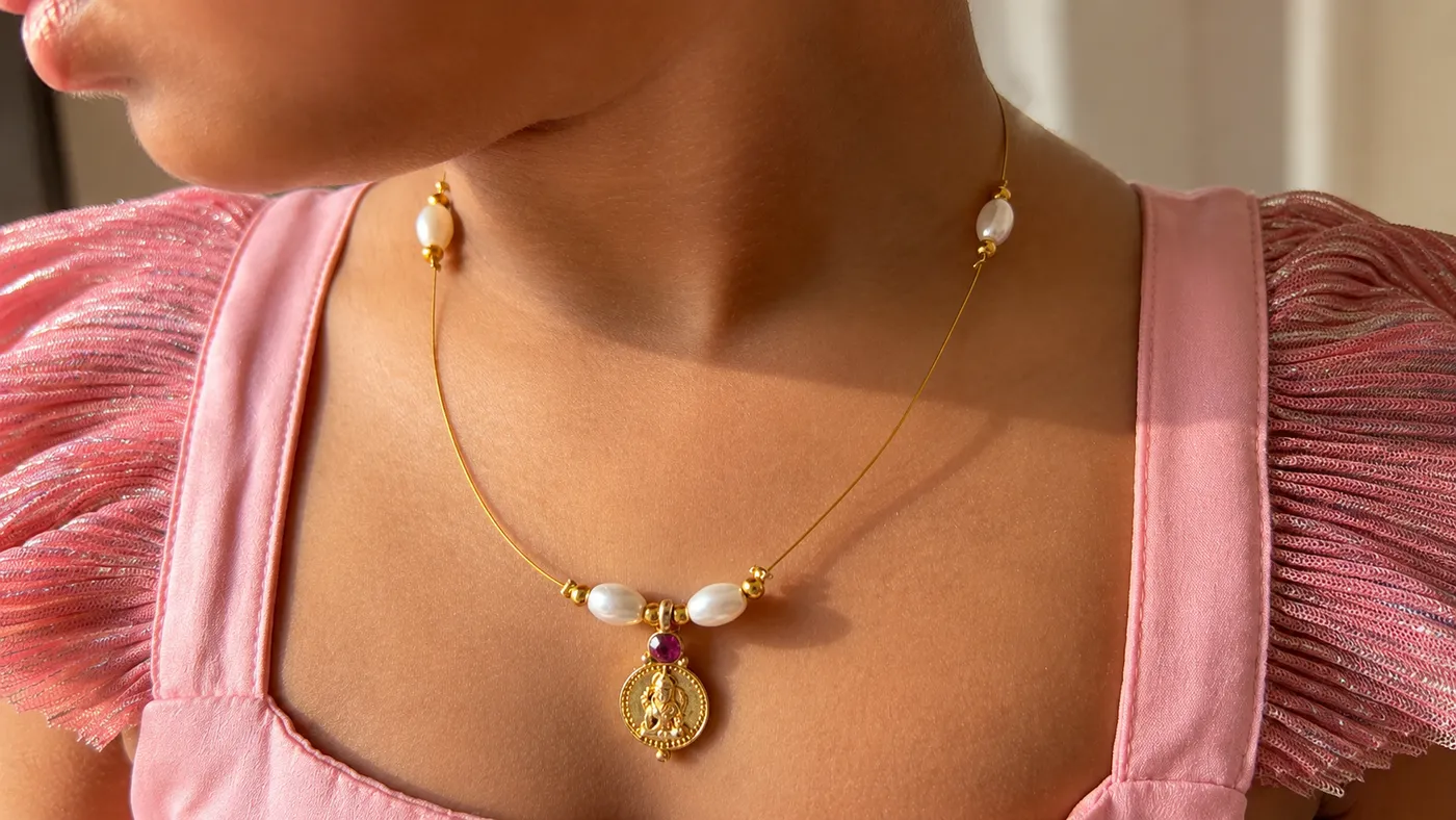 Lakshmi Pearl Droplet Necklace